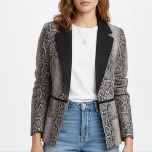 Mark woman's slim fit gray black snake print blazer jacket size L